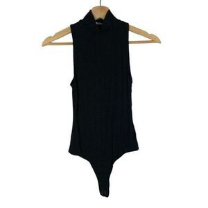 Aritzia Wilfred Free Leo Black Turtleneck Ribbed Sleeveless Bodysuit XXS